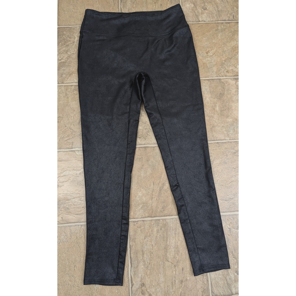 ALL WORTHY sz M Faux Leather Leggings pull on stretchy mid rise 1891 - Picture 2 of 8